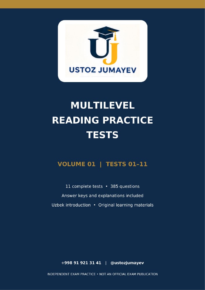 Multilevel Reading — 1–11-testlar, javoblar va izohlar